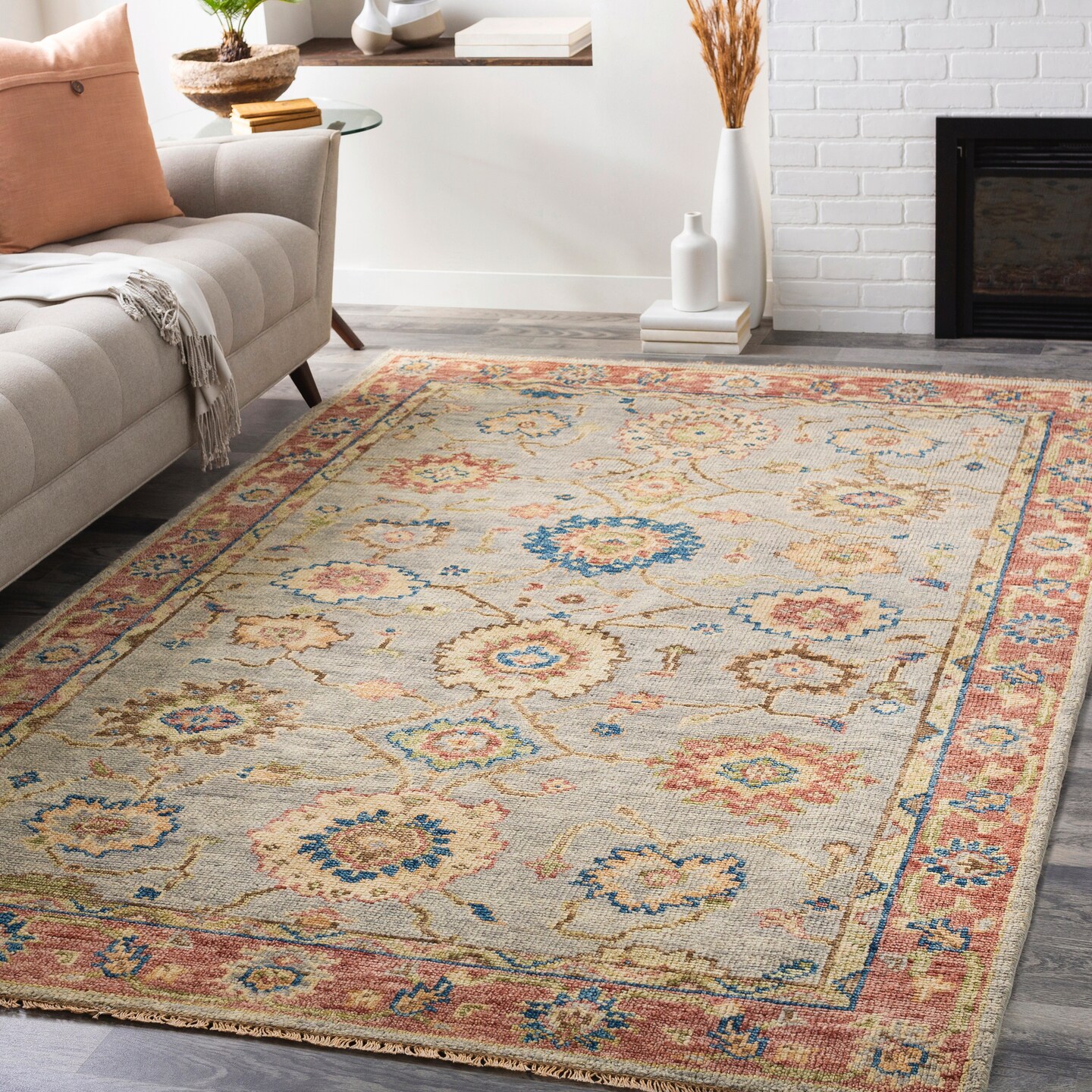 Tiwari Home 4&#x27; x 6&#x27; Oriental Floral Design Brown and Gray Rectangular Area Rug