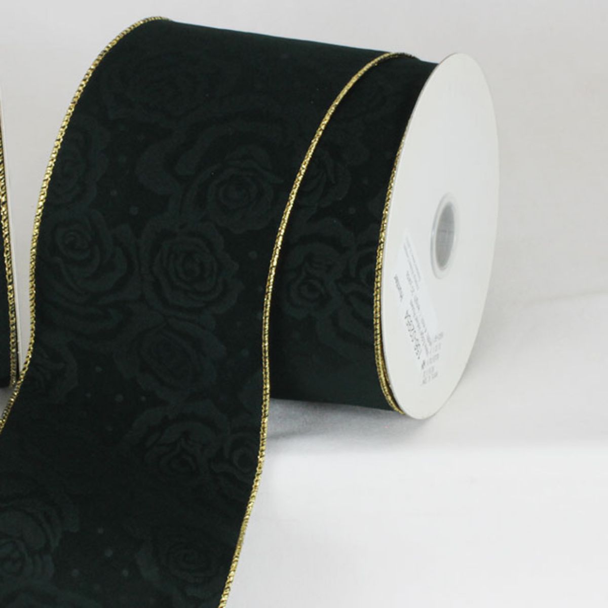 The Ribbon People Black and Gold Roses Wired Craft Ribbon 4" x 20 Yards