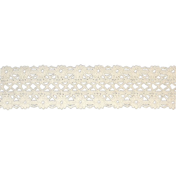 Belagio Cotton Cluny Lace Trim, 1.88&#x22; Wide, Floral Design, Ivory, 25-Yard Bolt