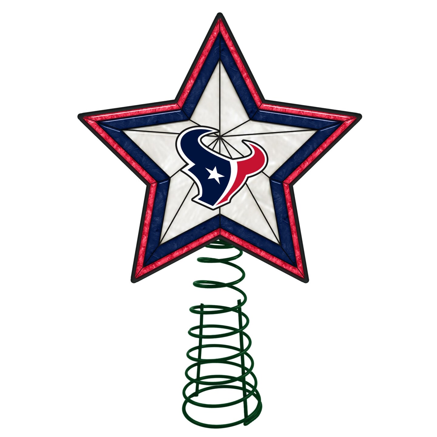 The Memory Company 10&#x22; Lighted Red and Blue NFL Houston Texans Christmas Tree Topper