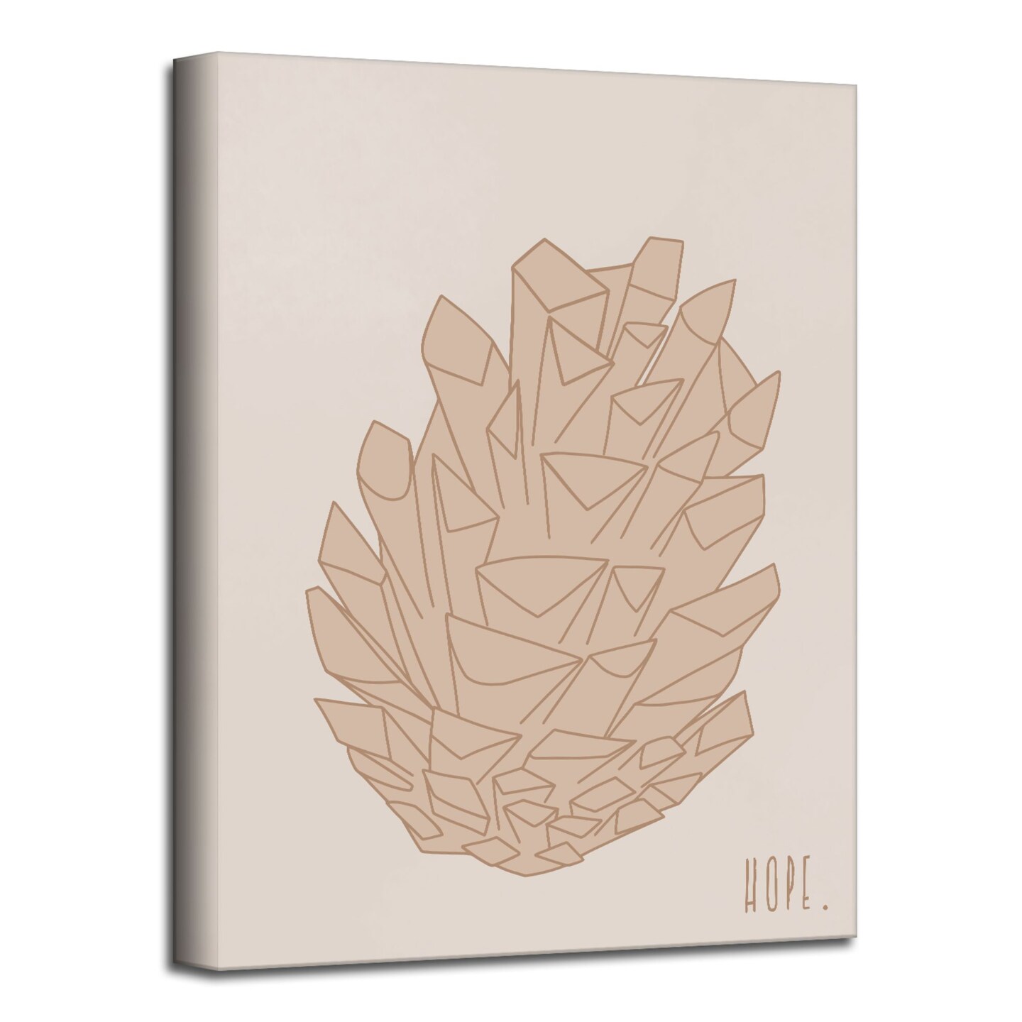 Crafted Creations Brown and Beige Minimal Pinecone I Canvas Thanks Giving Wall Art Decor 16&#x22; x 12&#x22;