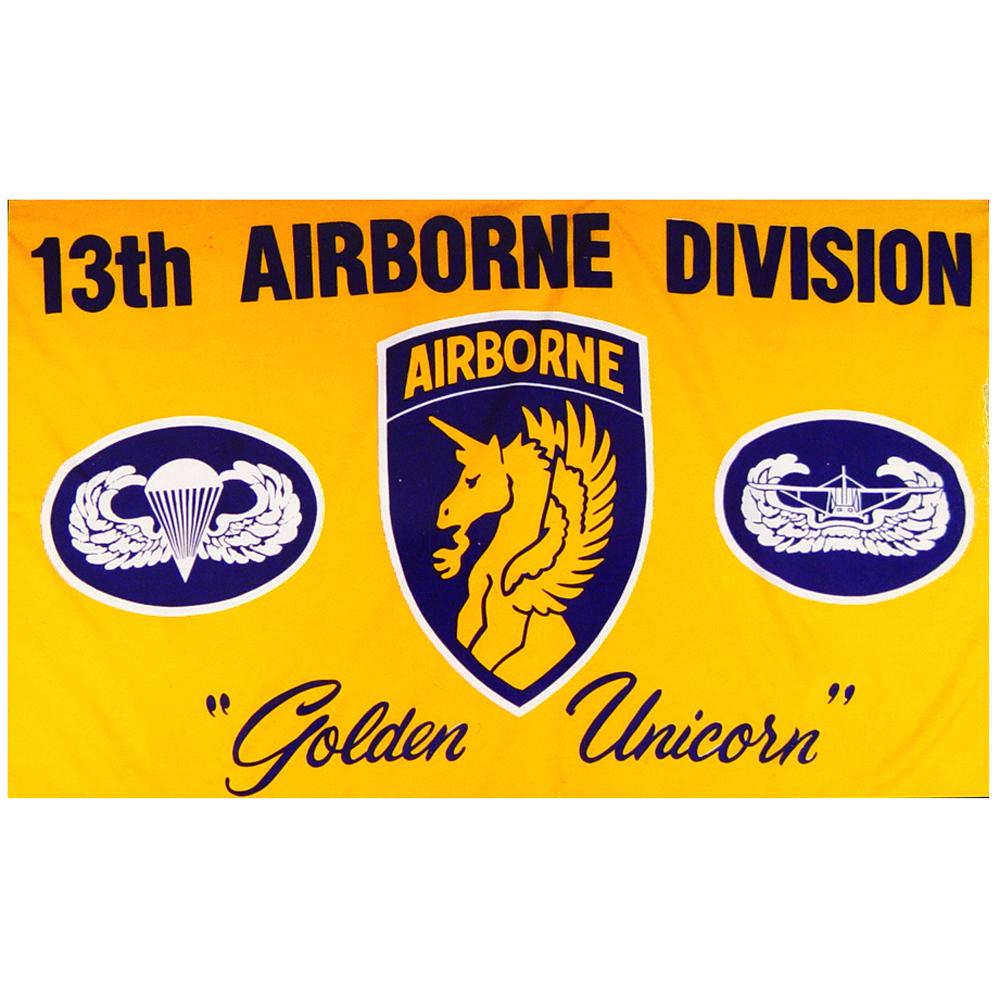 U.S. Army 13th Airborne Division Golden Unicorn Flag with Grommets 3ft x 5ft