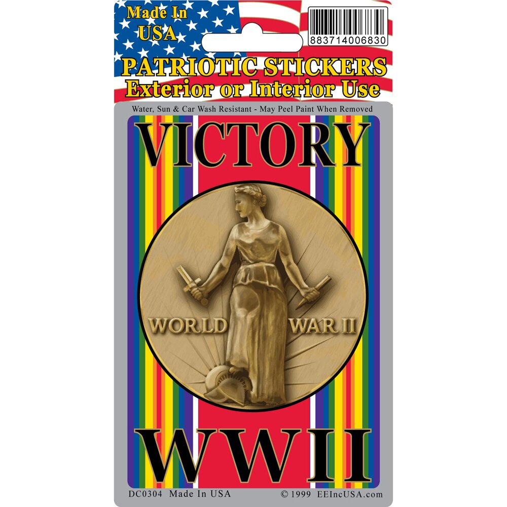 Patriotic WWII Victory Sticker (3&#x22;x4-1/4&#x22;)