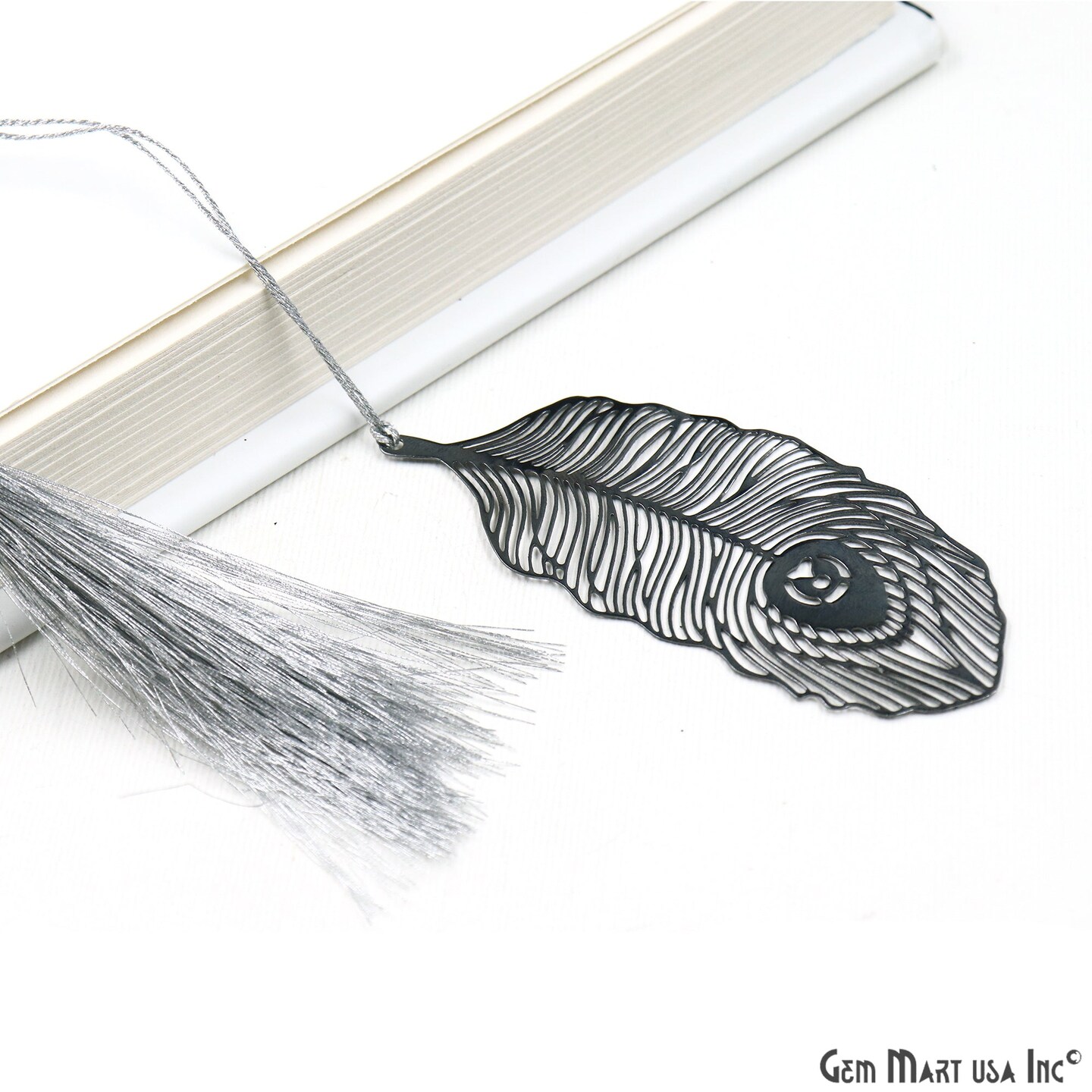 Metal Bookmark, Gold Plated Brass Bookmark, Bookmark with Tassel, Handcrafted, 1 pc, GemMartUSA (BOOK)