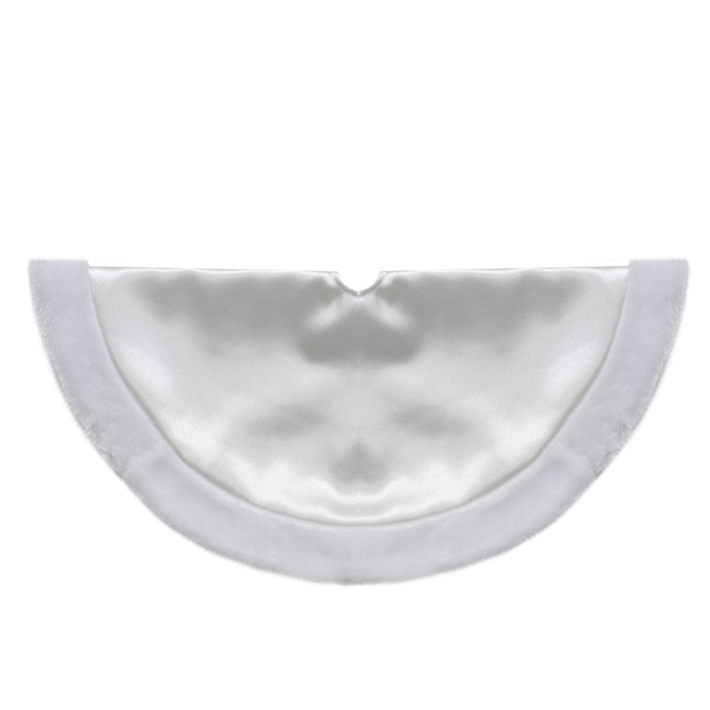 Northlight Mini Satin Christmas Tree Skirt with Faux Fur - 20" - White