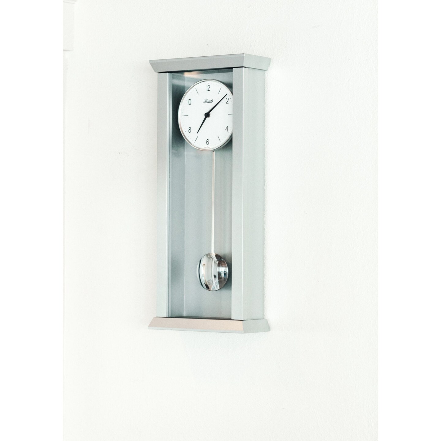Hermle 22.5" Gray and White Rectangular Pendulum Wall Clock