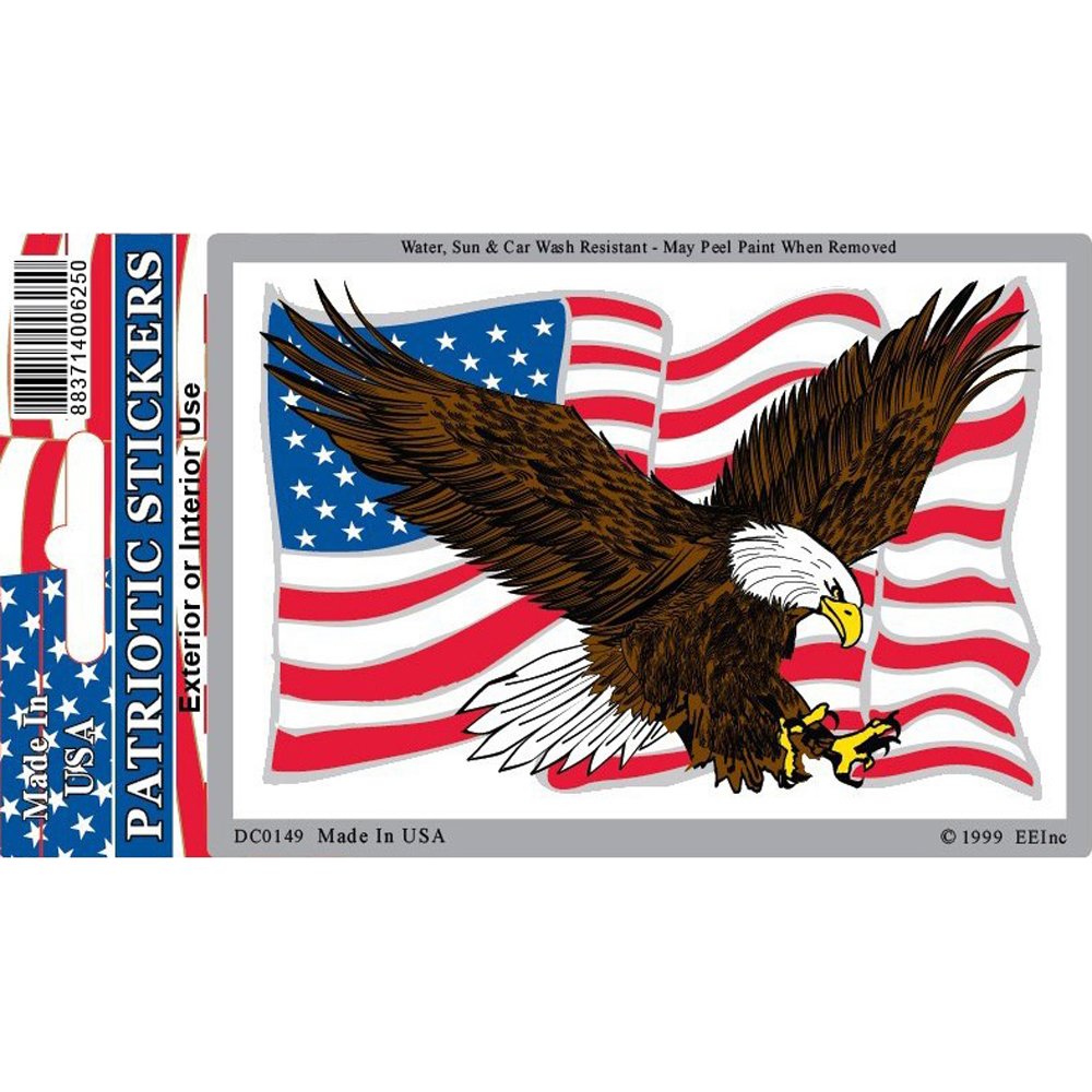 Bald Eagle &#x26; American Flag Sticker 2-3/4&#x22;X4&#x22;