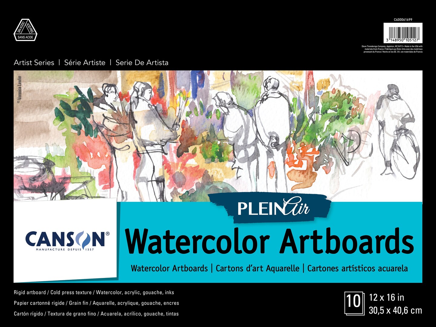 Canson Artist Series Plein Air Watercolor Artboards 12&#x22;X16&#x22;-10 Boards