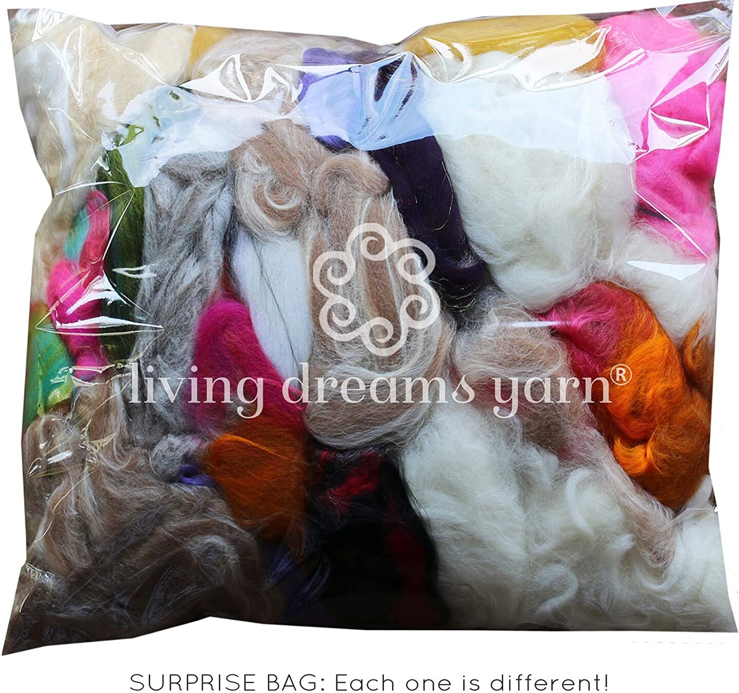 Grab Bag Fiber - Assorted Roving & Mixed Fiber Mill Ends for Felting, Spinning, Blending 200g/7oz