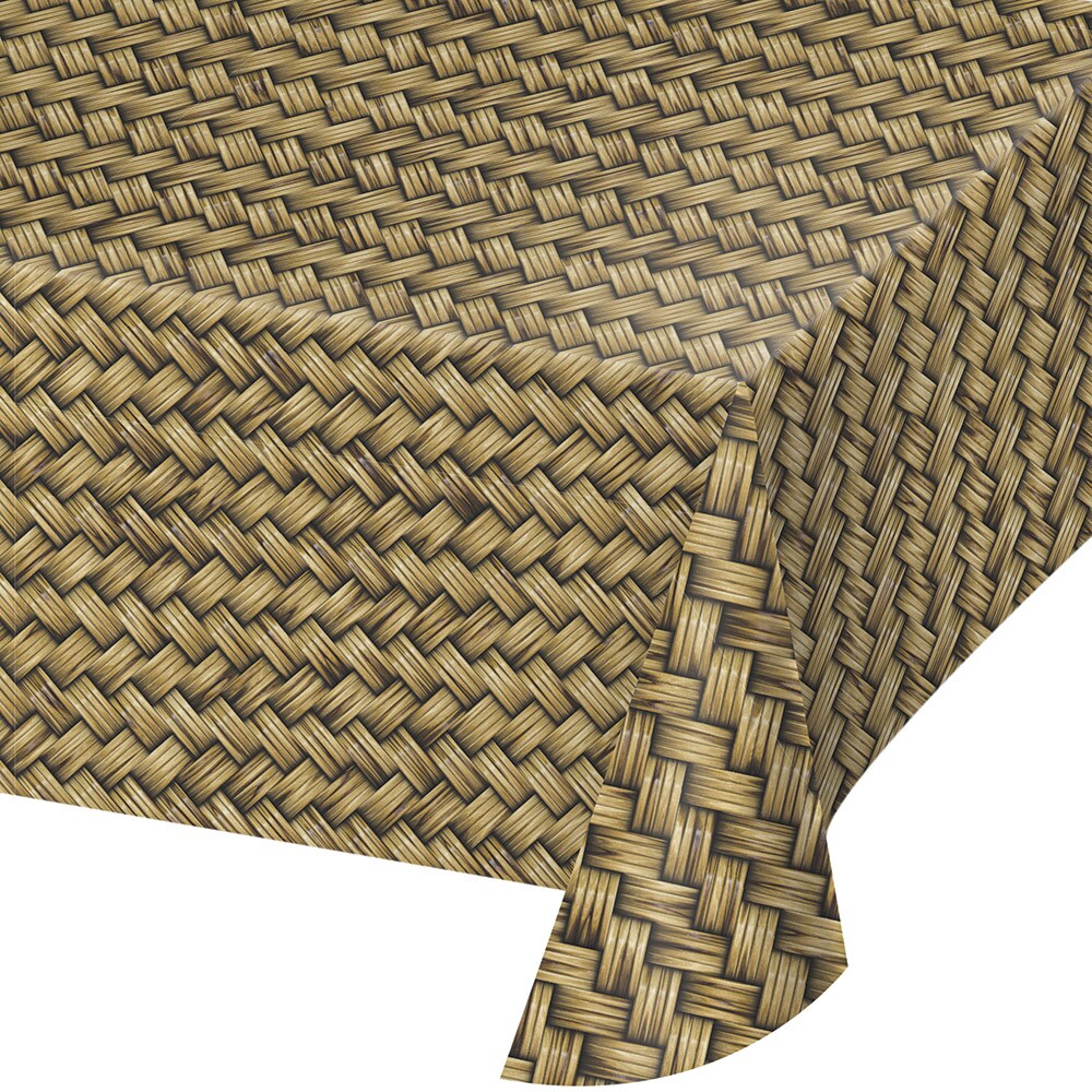 Party Central Club Pack of 6 Brown and Black Basket Weave Print Decorative Dining Table Cover 108&#x22;