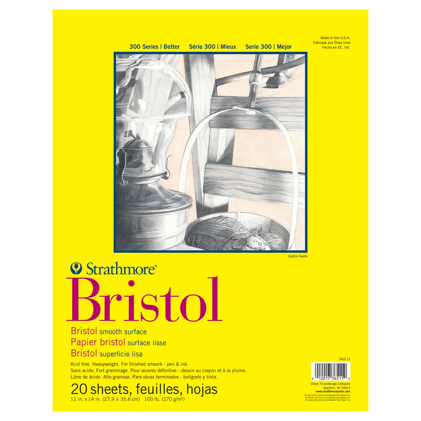 Strathmore - Bristol Paper Pad - Series 300 - Smooth - 11&#x22; x 14&#x22; - 20 Shts./Pad