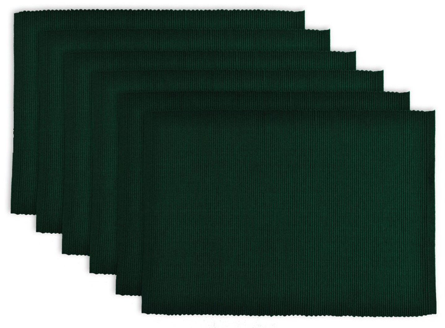 CC Home Furnishings Set of 6 Dark Green Stripe Pattern Rectangular Placemats 19&#x22;