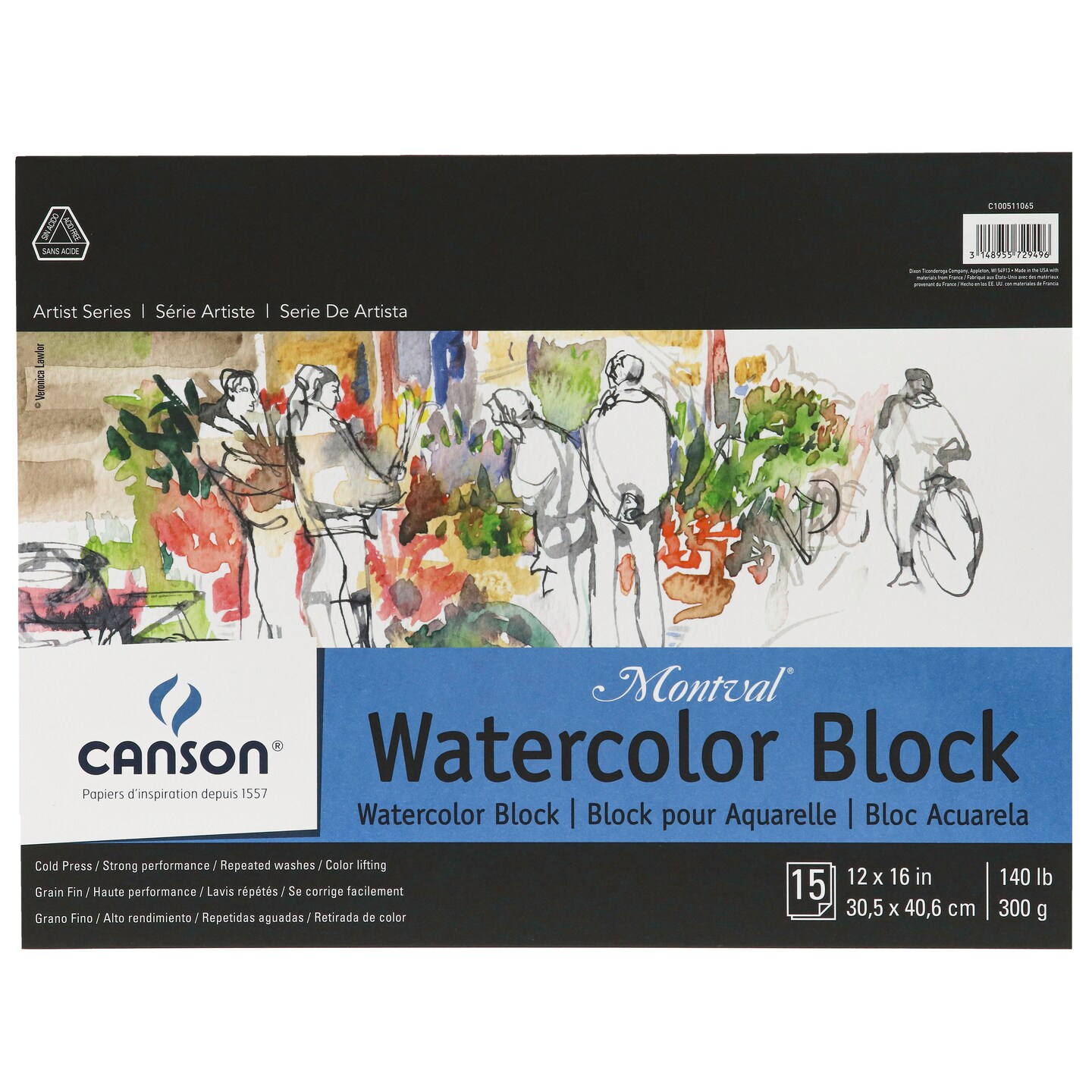 Canson Artist Series Montval Watercolor Block, Field Sketch Book & Pad Block (15 Sheet) 12