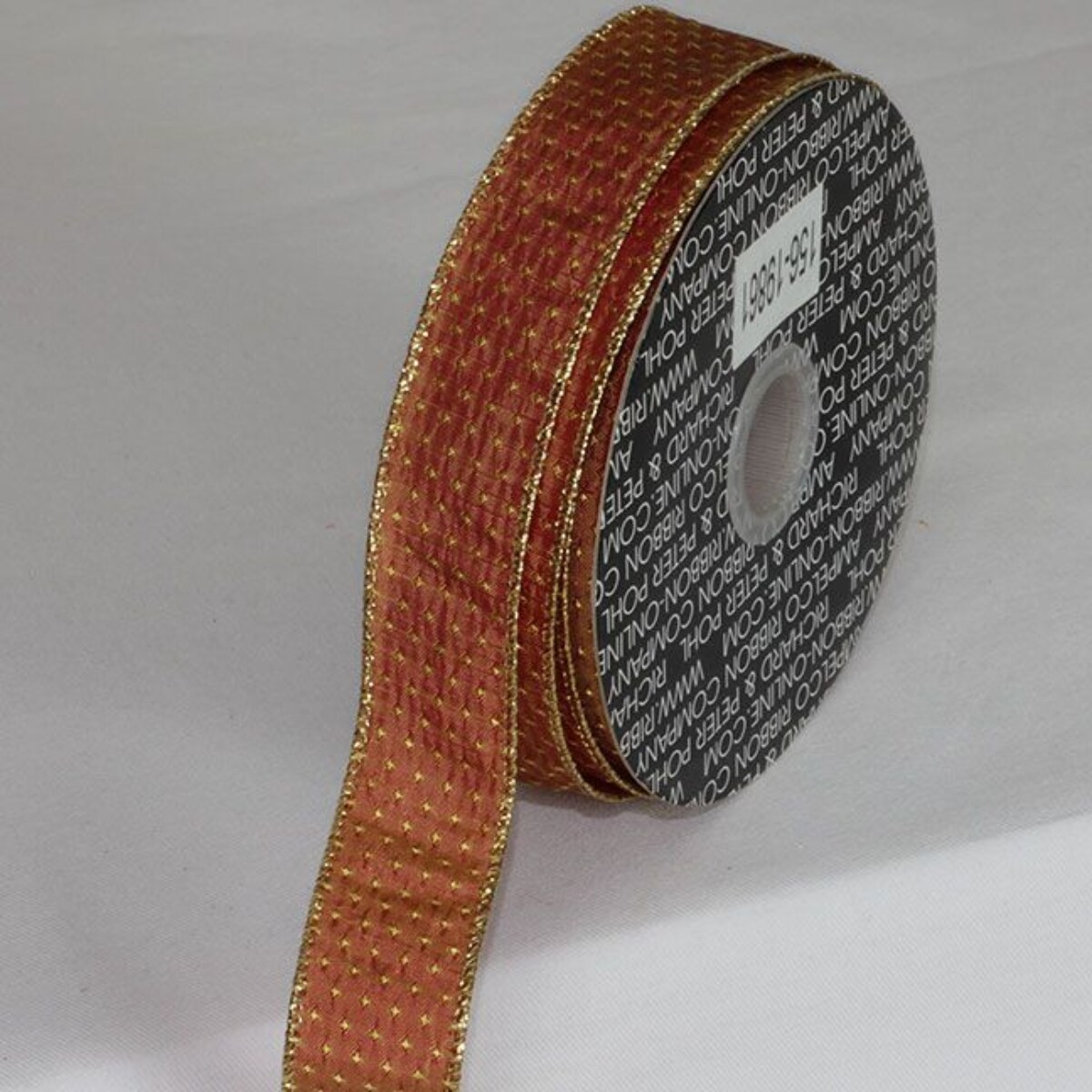 The Ribbon People Copper Brown and Gold Mini Diamonds Wired Craft Ribbon 1&#x22; x 80 Yards