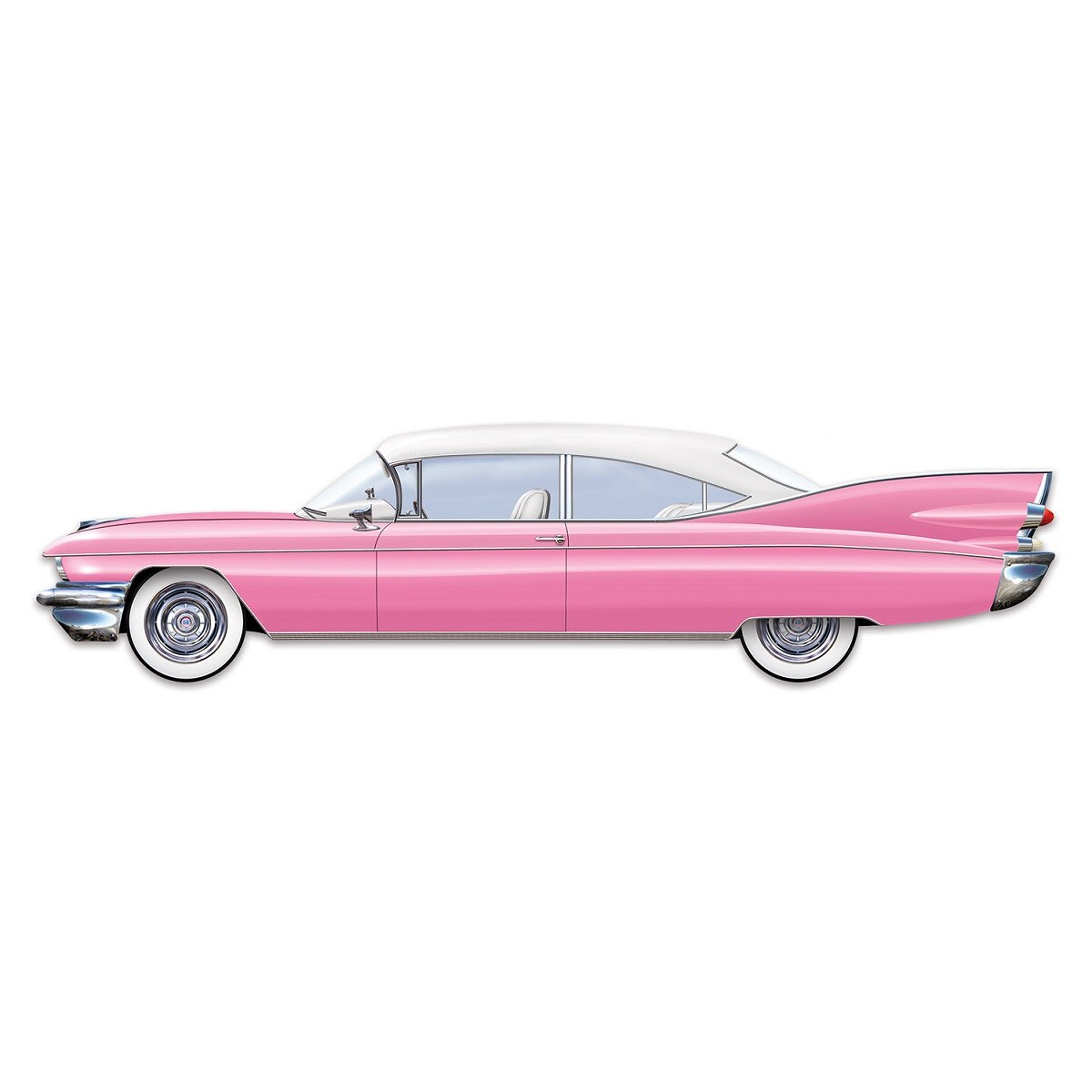 Beistle Set of 12 Pink and White Jointed Classic 50&#x27;s Cruisin&#x27; Car Party Decorations 6