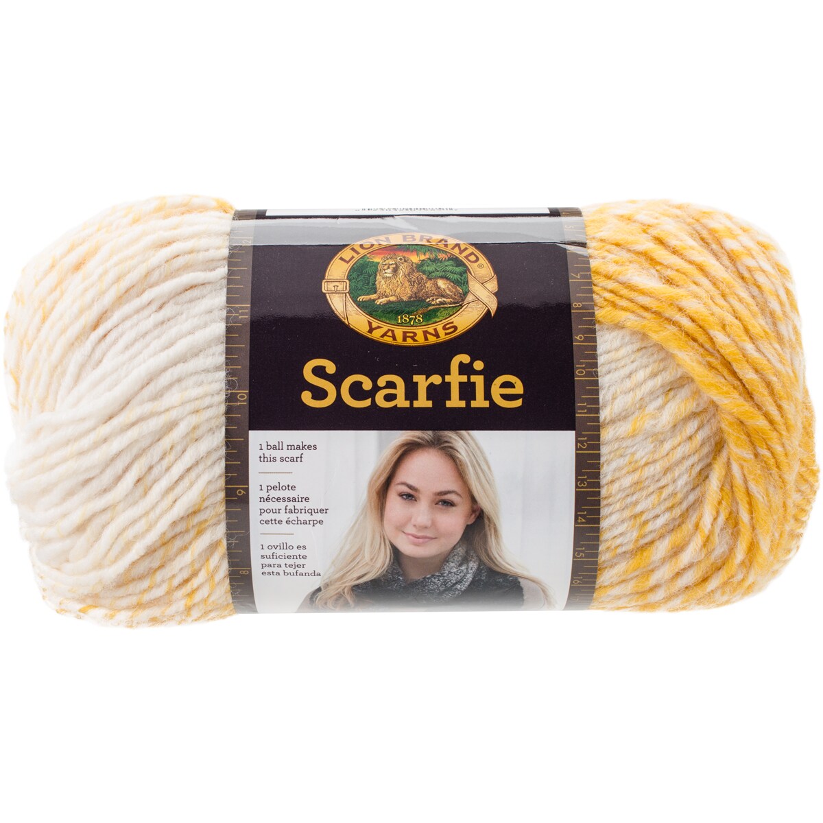 Lion Brand Scarfie Yarn-Cream/Mustard