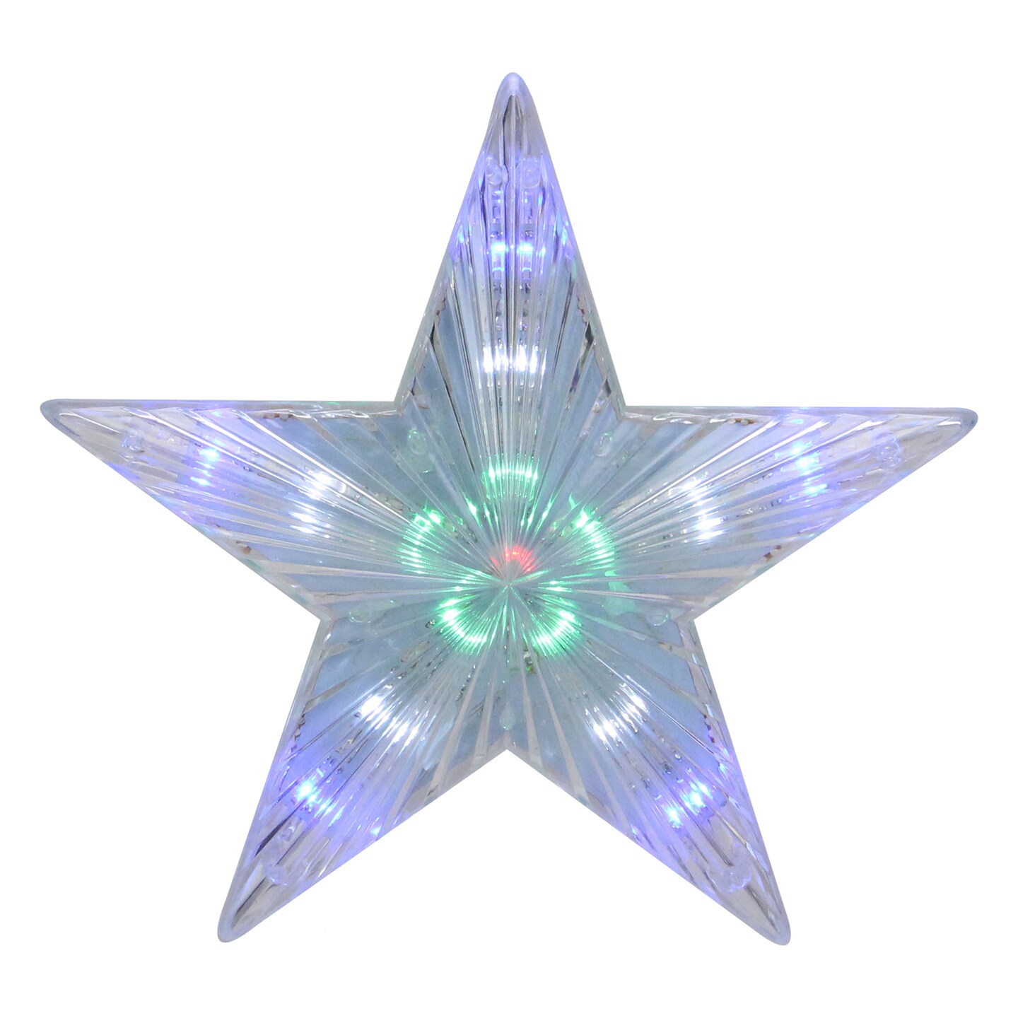 Kurt Adler 8.5&#x22; Clear Lighted Contemporary Tree Topper Star - Multi-Color Lights