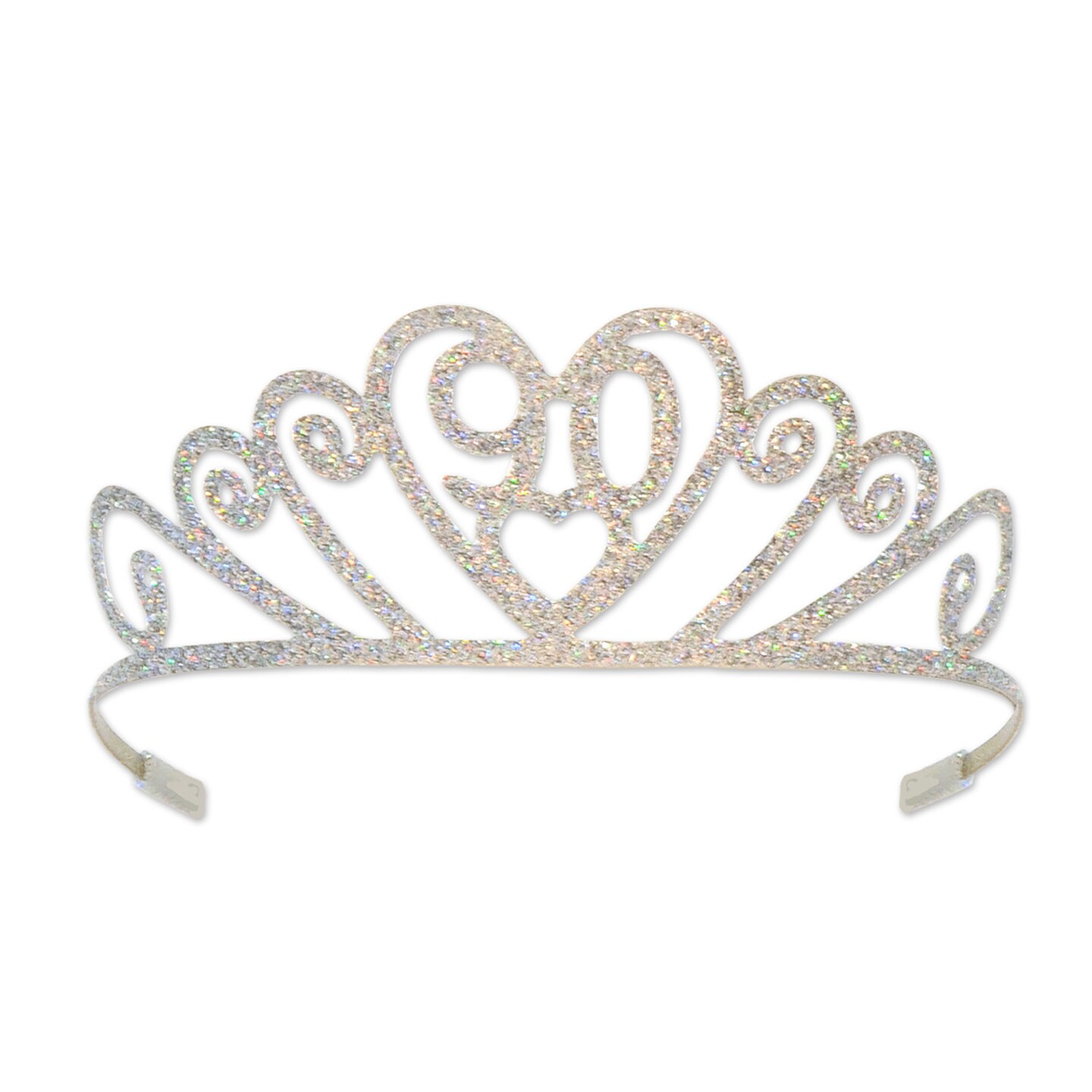 Beistle Pack of 6 Silver Glittered Birthday Tiaras 10&#x22;
