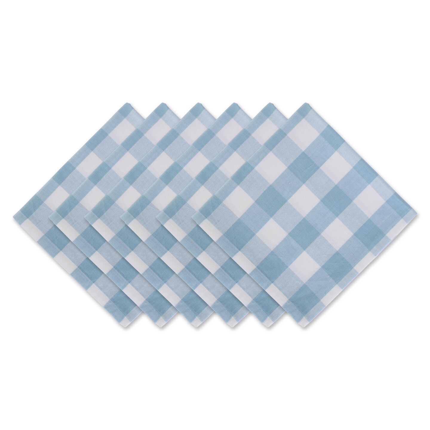 Contemporary Home Living Set of 6 White and Blue Checkered Napkin, 20&#x22;