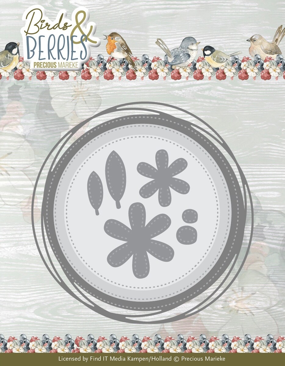 Find It Trading Precious Marieke Die-Berry Circle, Birds &#x26; Berries