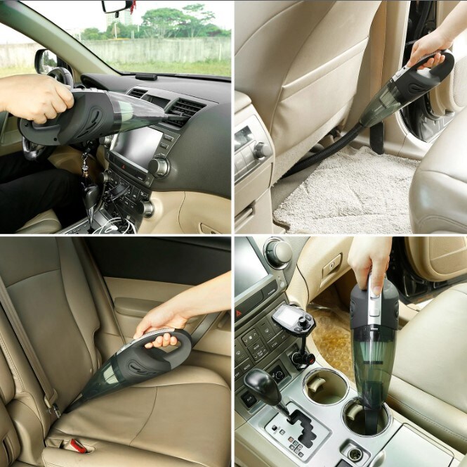 Car Vacuum Cleaner - Cordless Handheld with 4800PA Suction- Wet and Dry Use with 3 Accessories and Filter