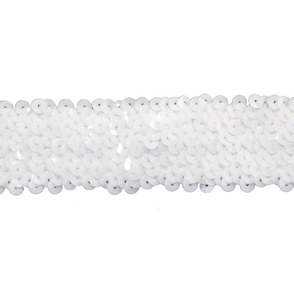 Belagio Stretch Sequin Trim, 1.5&#x22; Wide, White, 10-Yard Bolt
