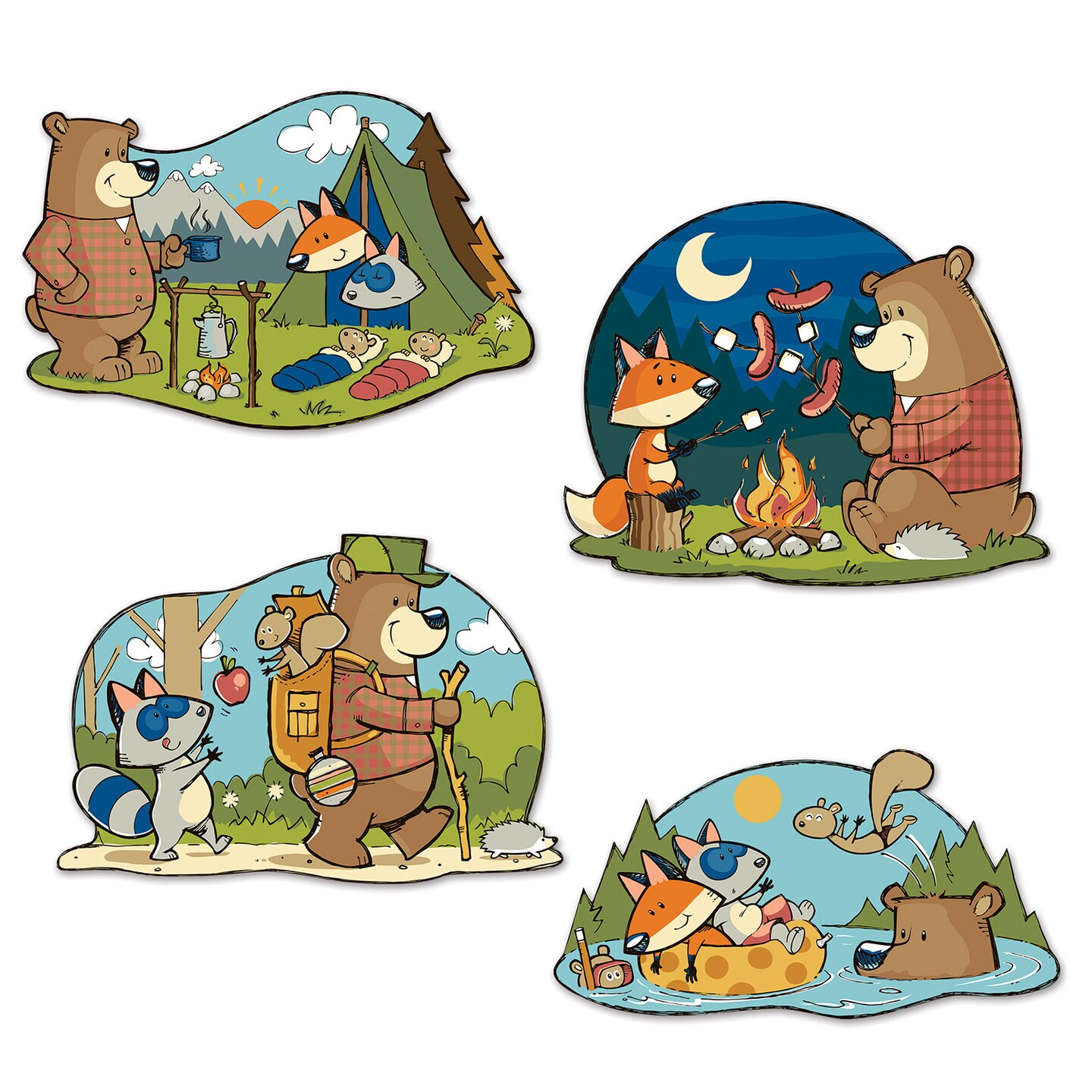 Party Central Club Pack of 48 Multi-Color Camping Woodland Friends Cutouts 16&#x22;