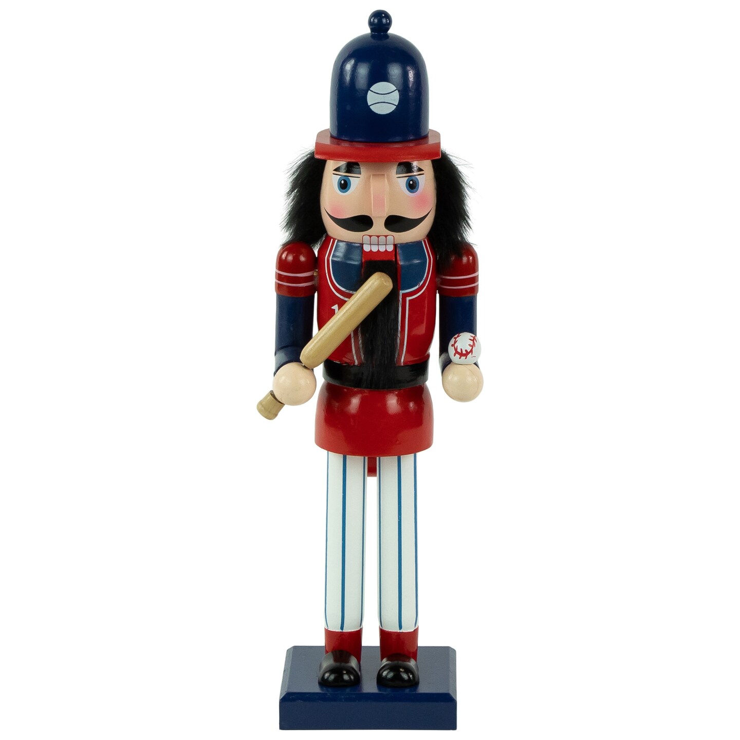 Northlight 14&#x22; Red and Blue Wooden Christmas Nutcracker Baseball Player