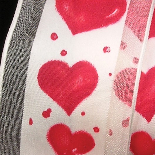 The Ribbon People White Heart Print Wired Craft Ribbon 2.5&#x22; x 27 Yards