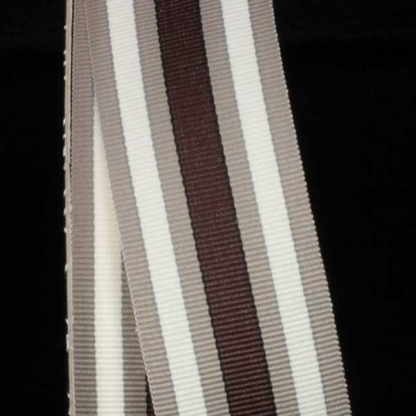 The Ribbon People Grey, White and Brown Striped Woven Grosgrain Craft Ribbon 1 3/8&#x22; x 55 Yards