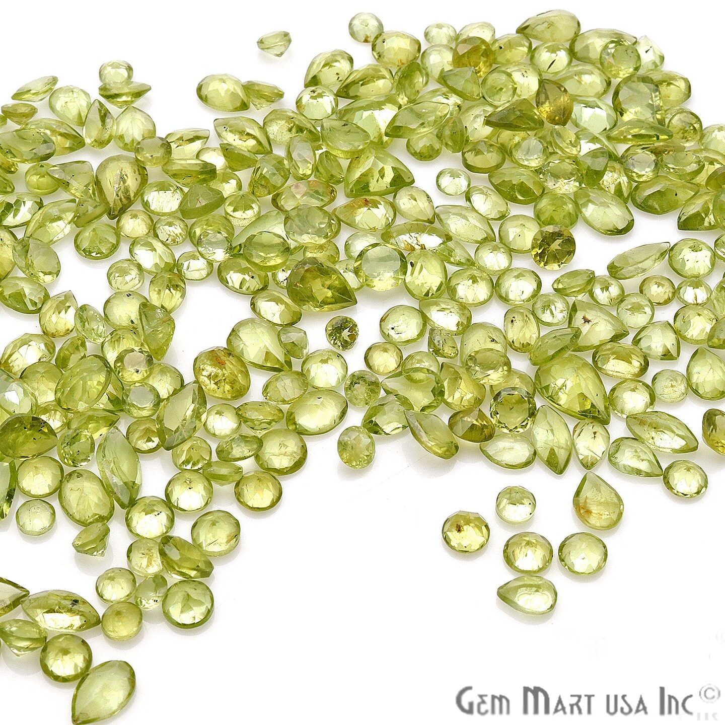 Peridot Gemstone, 100% Natural Faceted Loose Gems, August Birthstone, 6-12mm,50 Carats, GemMartUSA (PT-60001-50)