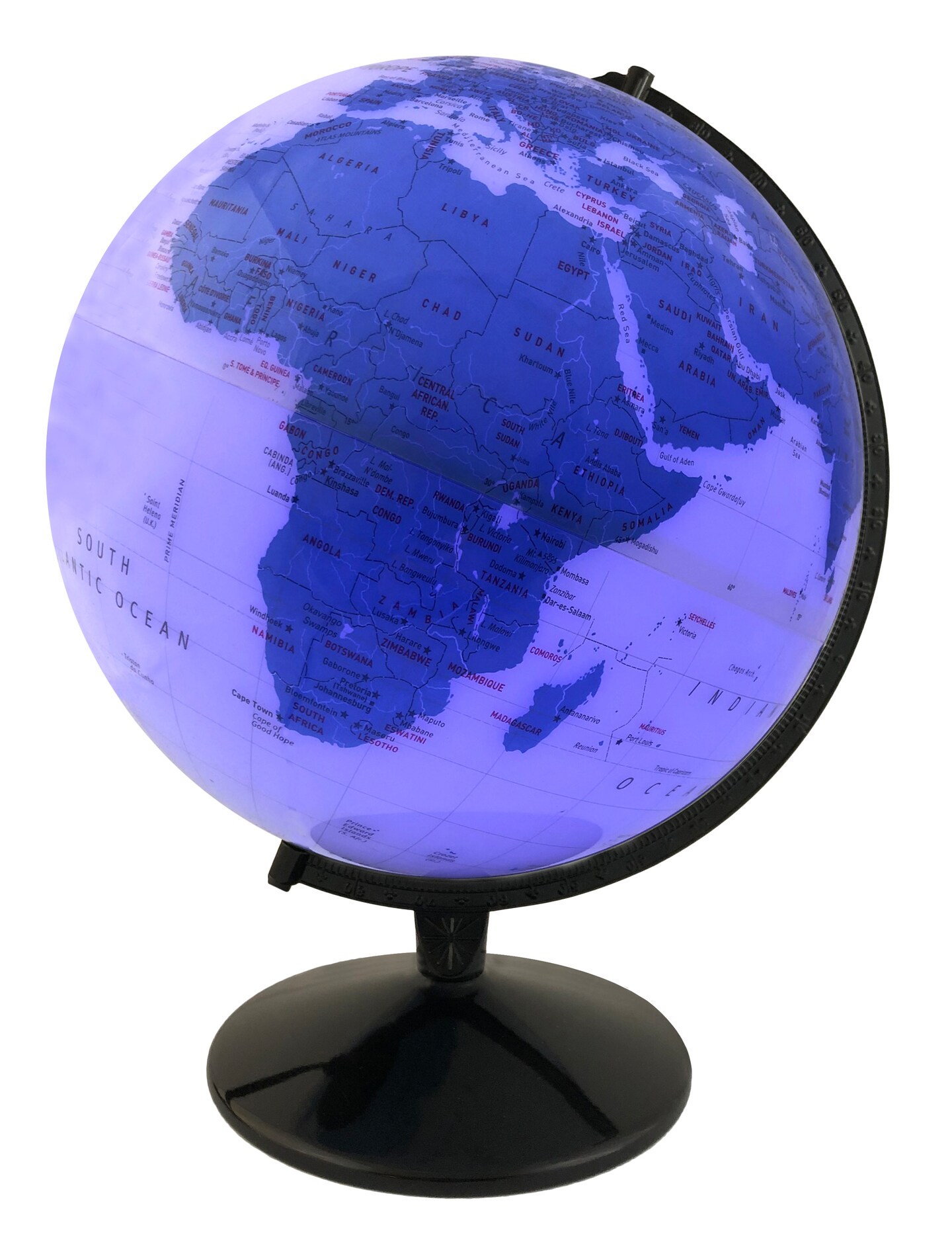 12" Diameter Kristian Remote Control Color Changing Illuminated World Globe
