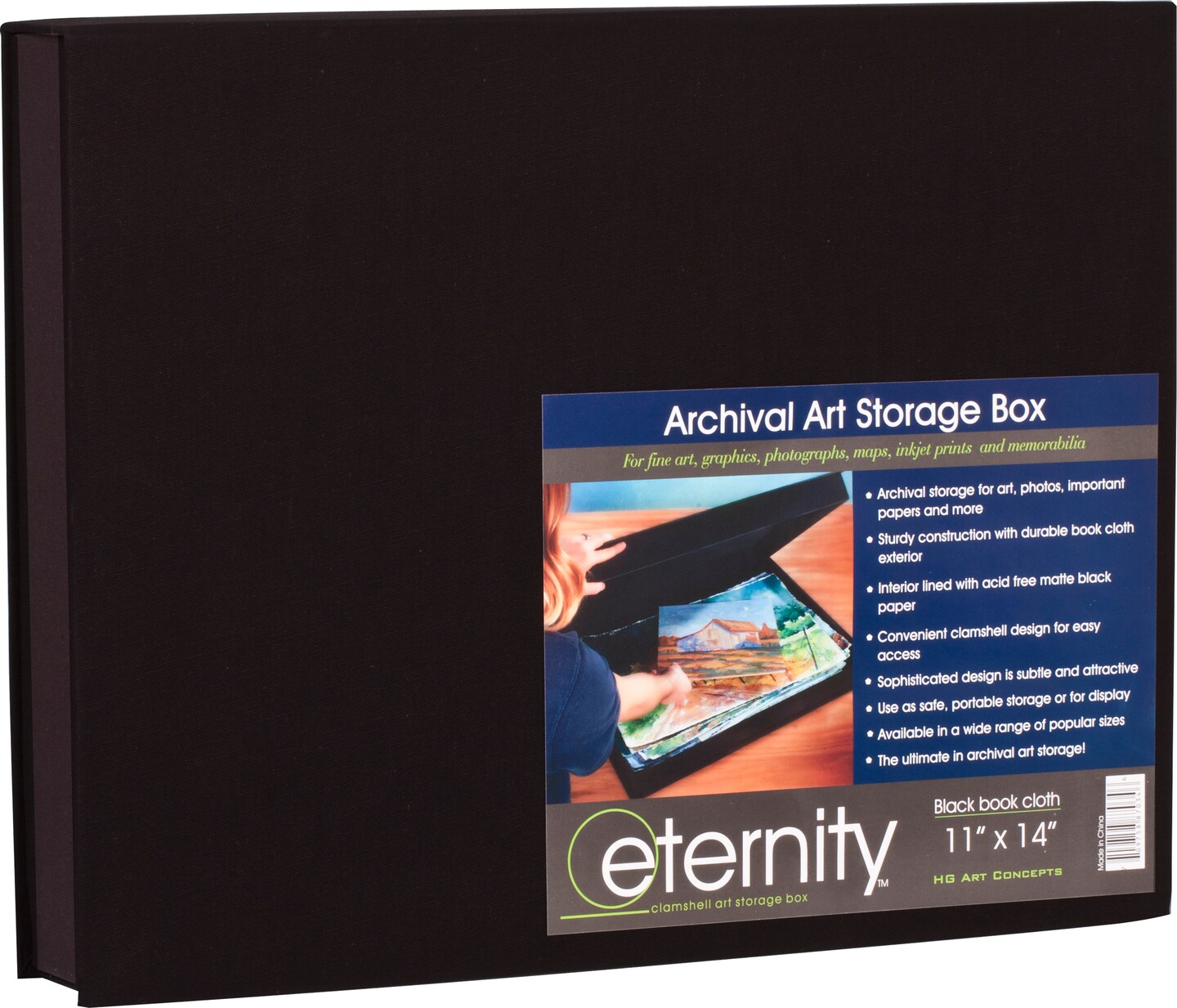 HG Concepts Art Photo Storage Box Eternity Archival Clamshell Box For Storing Artwork, Photos &#x26; Documents Deluxe Acid-Free Sturdy &#x26; Lined With Archival Paper