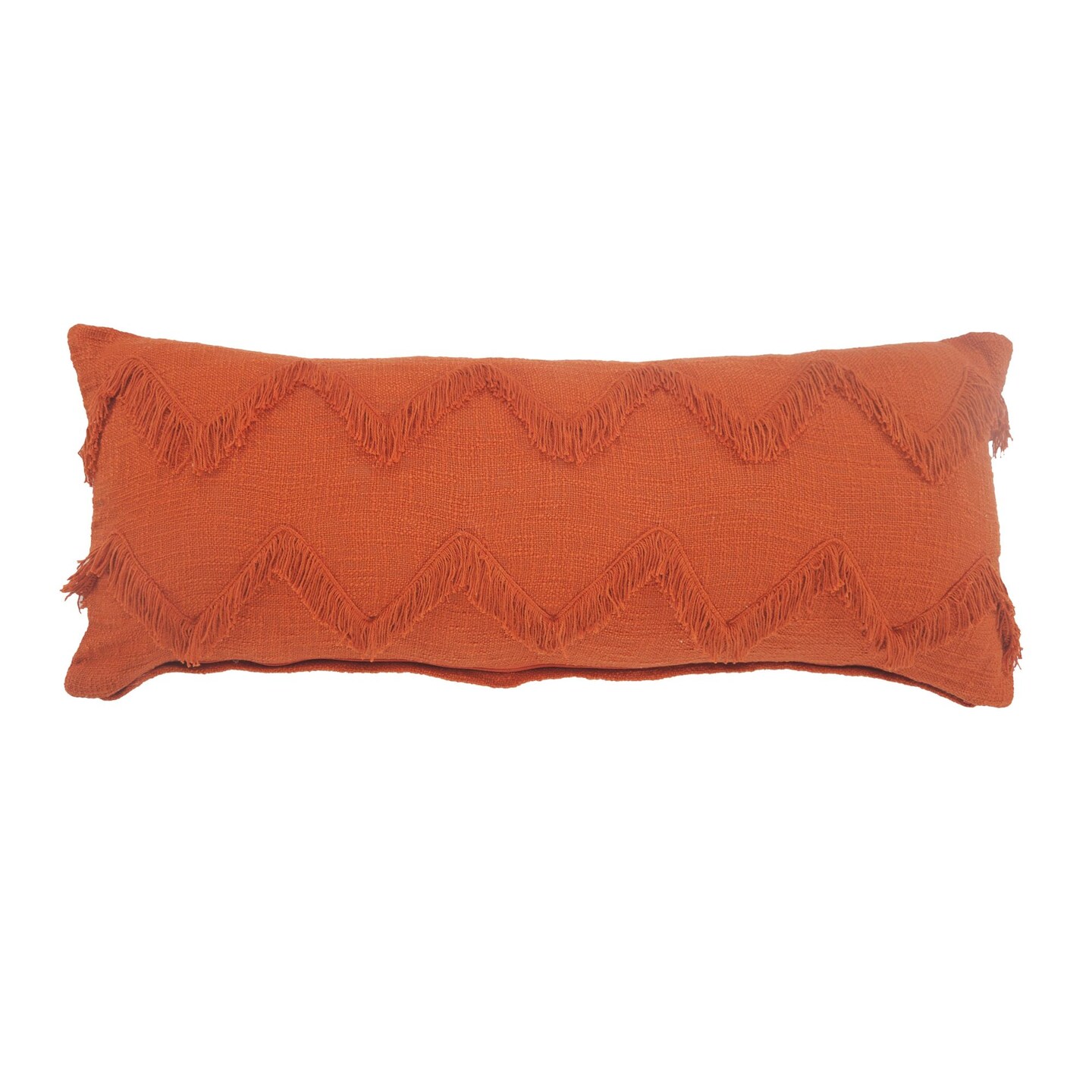 Laddha Home Designs 36&#x22; Red and Orange Handmade Chevron Rectangular Lumbar Pillow