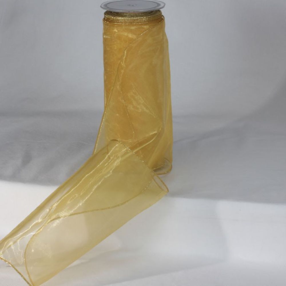 The Ribbon People Gold Colored Edge Wired Craft Organza Ribbon 9" x 27 Yards
