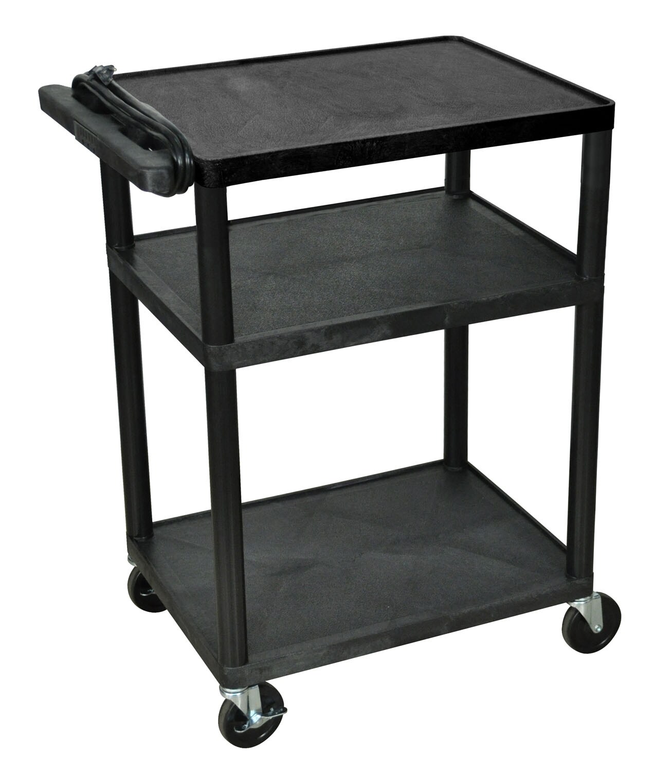 Luxor Office Multipurpose Endura 3 Shelf Black Presentation Utility Cart