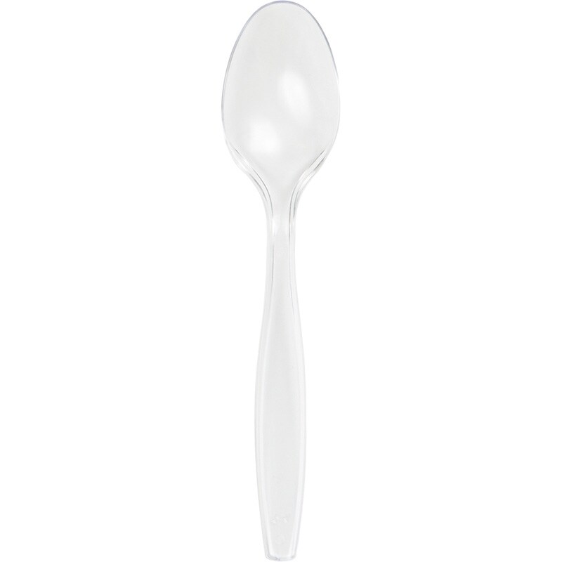 Party Central Solid Reusable Plastic Party Spoons - 6.75" - Clear - Club Pack of 600