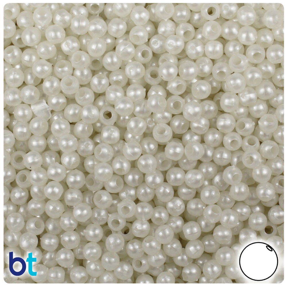 BeadTin Bridal Pearl 4mm Round Plastic Craft Beads (1000pcs)