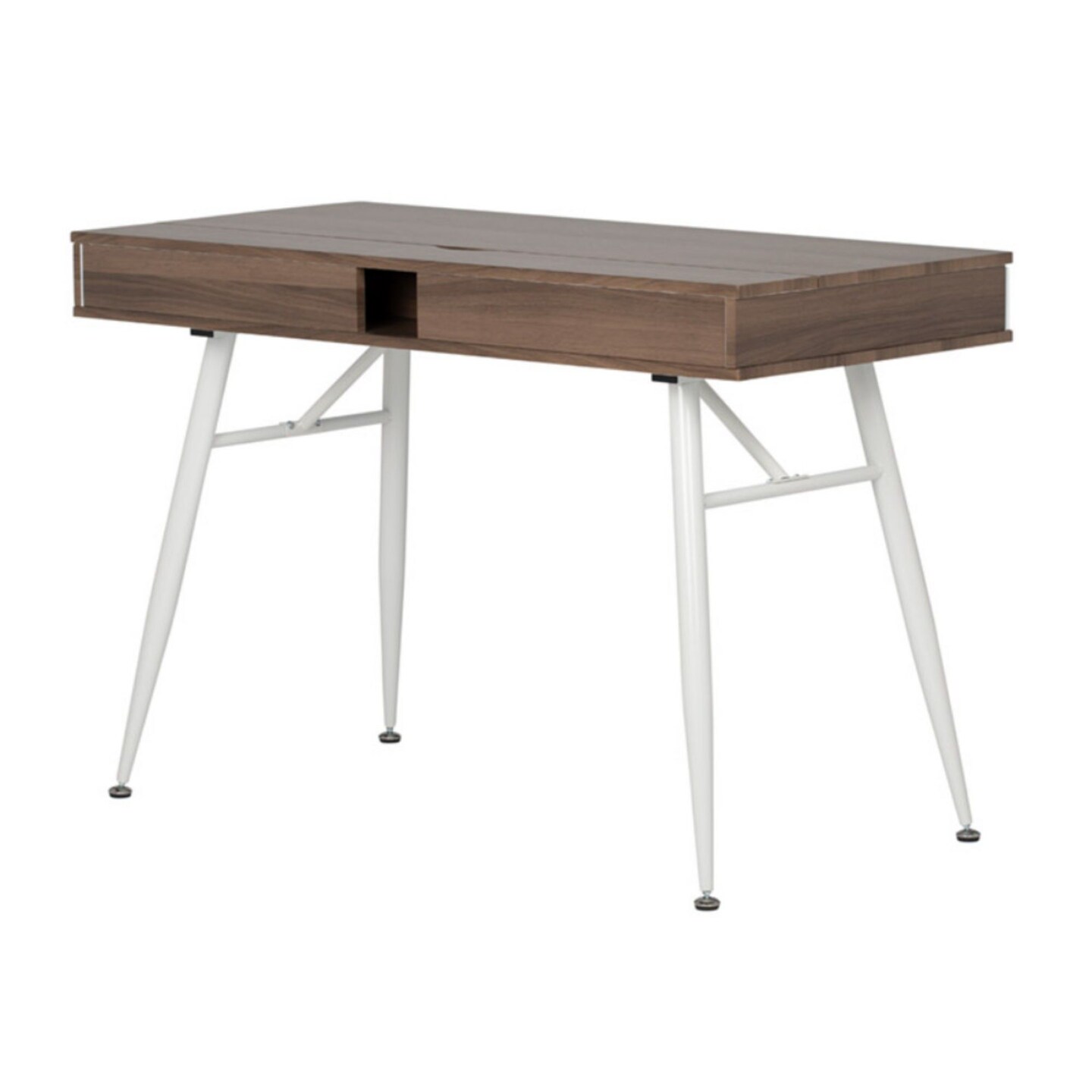 Calico Designs Alcove Split Drawer Desk with Device Storage - White/Chestnut Finish