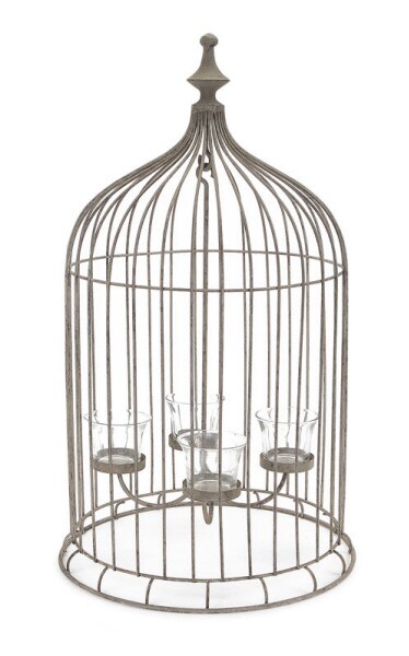 Melrose 23" Rustic Antique-Style Bird Cage 4-Tea Light Candle Holder