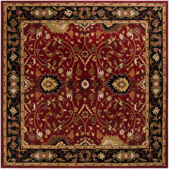 Tiwari Home 1.5' x 1.5' Red and Tan Brown Square Wool Area Rug Corner Sample