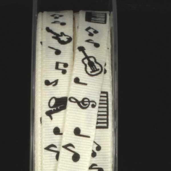 The Ribbon People Ivory Cream Instrument Print Craft Ribbon .25" x 108 Yards