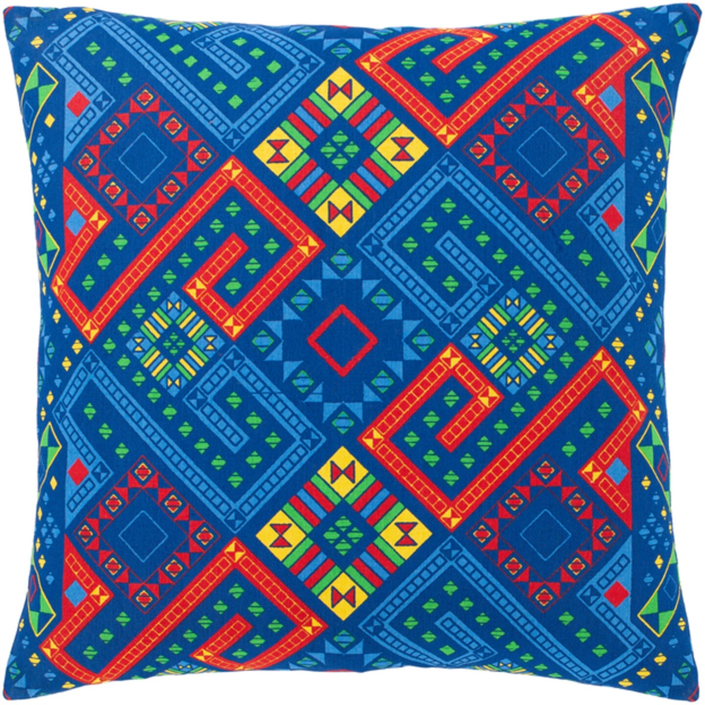 Tiwari Home 18&#x22; Blue and Red Square Throw Pillow with Knife Edge - Poly Filled