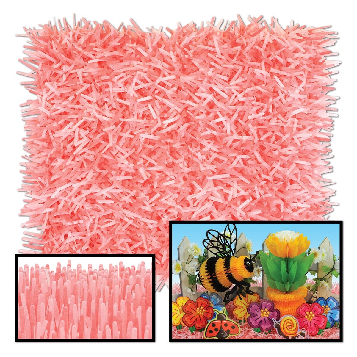 Beistle Club Pack of 24 Novelty Pink Tissue Grass Mats 30&#x22;