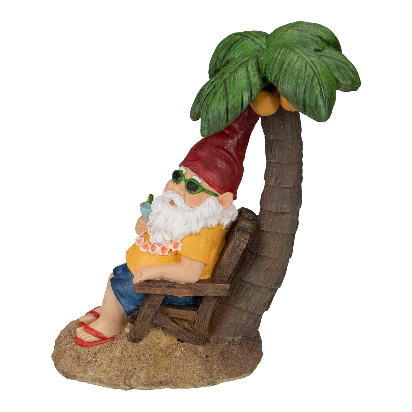 Northlight 12.25&#x22; Tropical Gnome with Palm Tree Outdoor Garden Statue