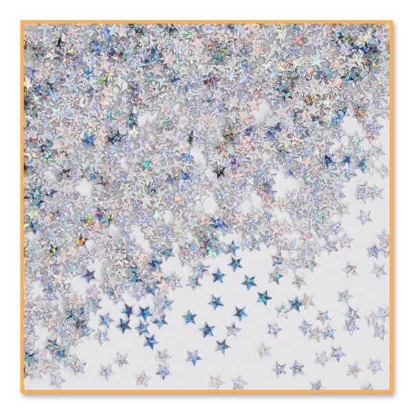 Beistle Pack of 6 Silver Holographic Star Confetti Bags 0.5 oz.