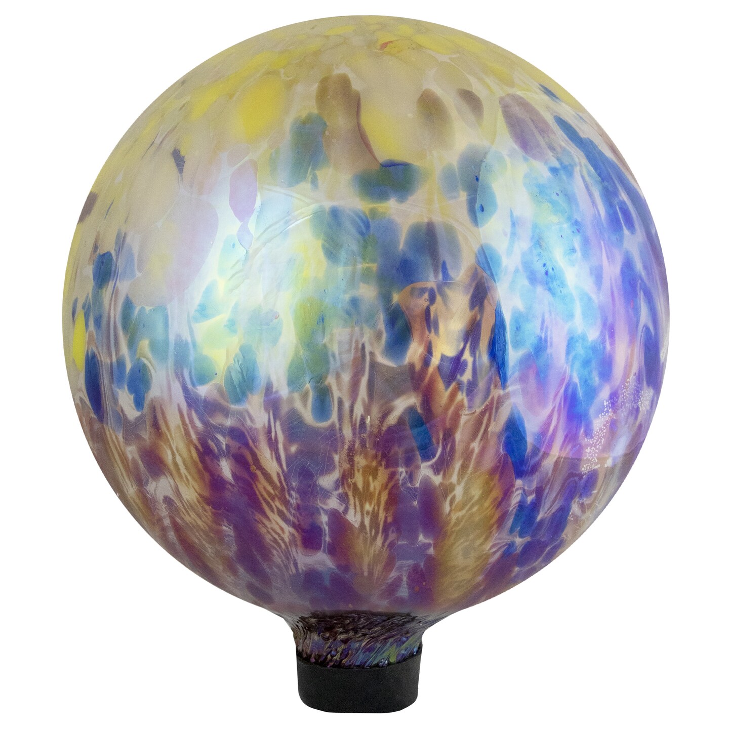 Northlight 10&#x22; Yellow and Blue Iridescent Reflective Glass Outdoor Garden Gazing Ball