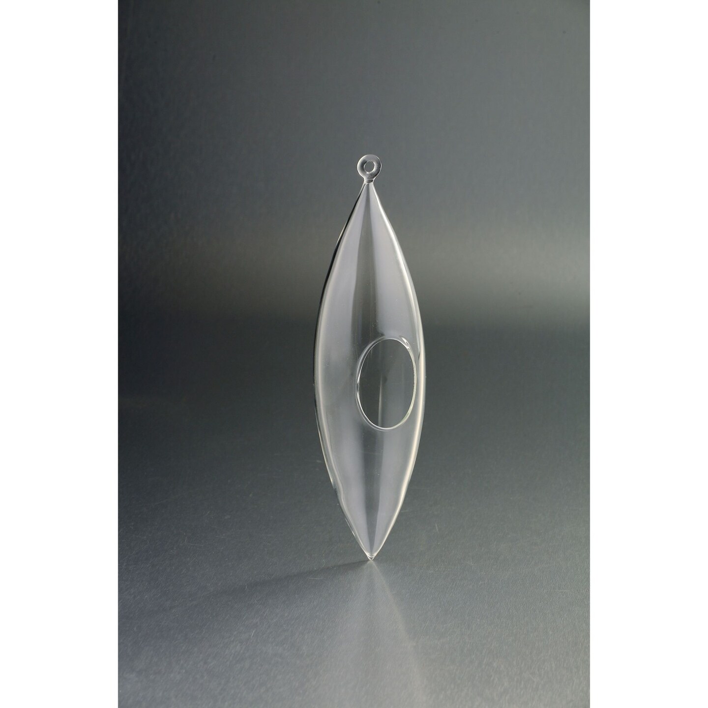 CC Home Furnishings 11" Clear Hand Blown Oval Glass Candle Holder