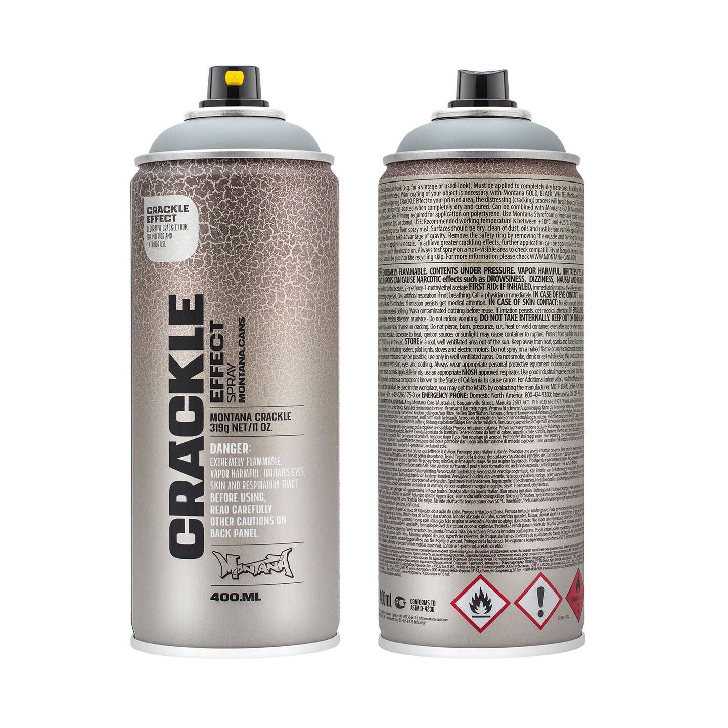 Montana Cans Crackle Effect Spray Paint, 400Ml, Squirrel Grey