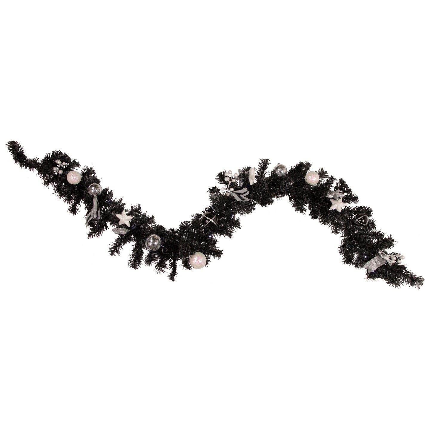 Northlight Pre-Lit Battery Operated Black Pine Artificial Christmas Garland -  6&#x27; x 10&#x22; - Cool White LED Lights